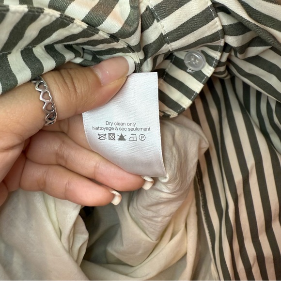 Veronica Beard Striped Asymmetric-Button Midi Dress Green White size 16 - Picture 14 of 15